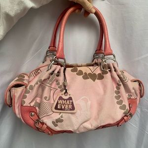 Pink Cotton Twill and Leather Juicy Day Purse , Vintage